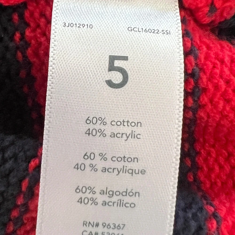 OshKosh B'gosh Shawl Neck Sweater 5 Boys Striped Navy Blue Red OSH11774-SSI